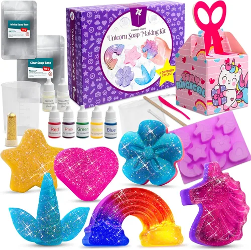 Miniatura 8 de Kit de fabricación de jabón DIY de Pinwheel Crafts para niños de 5, 6, 7, 8-12+ años con moldes, aromas, colorantes, brillo, red espumante - Kits