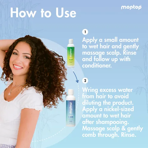 Miniatura 5 de MopTop Champú y acondicionador sin sulfato – El champú y acondicionador natural para cabello rizado ayuda a restaurar el cabello seco dañado