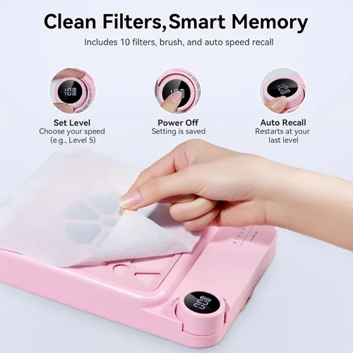 Miniatura 6 de Makartt Colector de polvo de uñas compacto y recargable, colector de polvo de 5500 rpm, tecnología de uñas ERYNOS, velocidad ajustable, silencioso