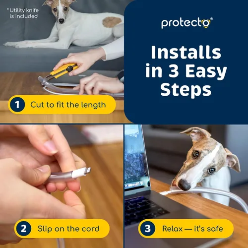 Miniatura 7 de PROTECTO Protector de Cables Resistente para Perros y Gatos, Funda Larga de 10 Pies, Cubierta de Cable de 1/2 Pulgada Fácil de Usar para Mascotas