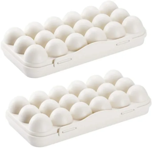 Miniatura 12 de UPKOCH Soporte para huevos para refrigerador, 18 unidades, apilable, de plástico, con tapa hermética para almacenamiento organizado en cocina