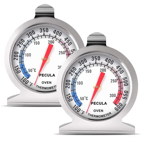 Termómetro para horno, paquete de 2 unidades de 122.0-572.0 °F/100-600°F, termómetro de acero inoxidable de lectura instantánea, termómetro de
