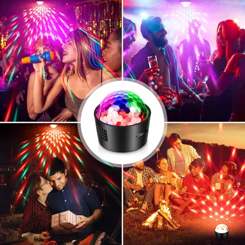 Miniatura 8 de Mini luz de bola de discoteca, luces de fiesta recargables, luz estroboscópica de DJ activada por sonido, portátil que funciona con pilas, proyector