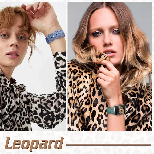 Miniatura 4 de 6 Pack de correas Leopard grabadas compatibles con Apple Watch de 40mm 38mm 41mm 44mm 45mm 46mm 49mm, mujeres, correa deportiva de silicona
