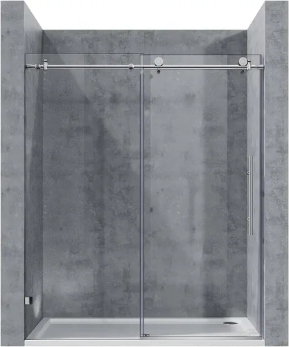 Miniatura 15 de ELEGANT Puerta corredera sin marco para bañera de 60 pulgadas de ancho x 62 pulgadas de alto, puerta corrediza de vidrio para bañera con vidrio