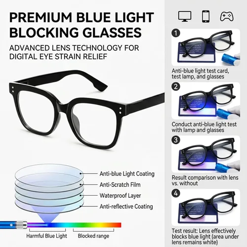 Miniatura 3 de Blue Light Blocking Glasses For Woman, Uv400/Uva/Uvb Protection Tac Lens Square Pc Frame, For Tv, Video, Pc, Phone
