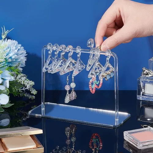 Miniatura 8 de PH PandaHall Colgador de Abrigos Soporte para Aretes, Exhibidor de Joyas Organizador Colgante para Aretes Colgantes Mini Colgador de Aretes y Plata