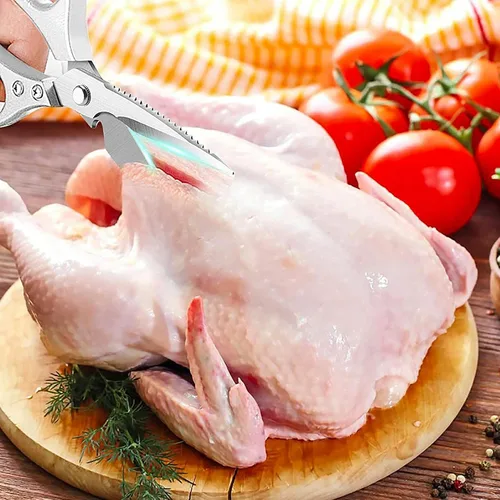 Miniatura 4 de LONJYI - Tijeras de cocina multifunción, tijeras de acero inoxidable resistentes con cuchillas ultra afiladas, tijeras para zurdos y diestros, uso