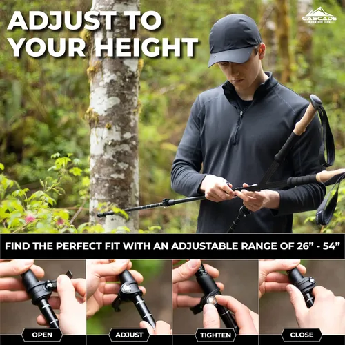 Miniatura 3 de Cascade Mountain Tech - Bastones de senderismo de fibra de carbono, bastones para caminar o hacer senderismo con seguros ajustables rápidos Verde