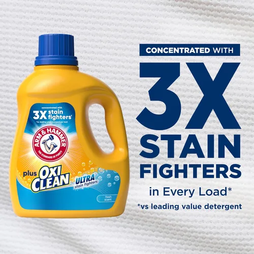 Miniatura 4 de ARM & HAMMER Plus OxiClean Ultra Stain Fighters - Detergente líquido para ropa, removedor de manchas para ropa, aroma fresco, 74 cargas, 96.2 onzas