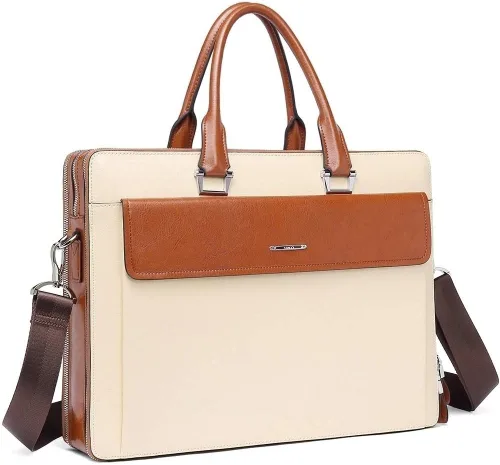 CLUCI Maletines de cuero de cera de aceite para mujer, delgado, grande, para negocios, 15.6 pulgadas, bolsa de hombro vintage para hombre