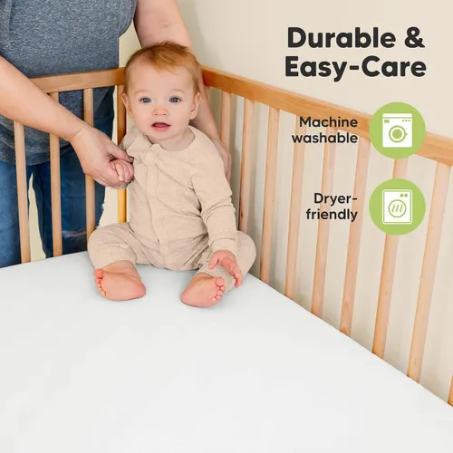 Miniatura 7 de KeaBabies Paquete de 2 sábanas orgánicas para cuna para niños y niñas, sábana bajera ajustable de 52 x 28 pulgadas, funda de algodón de jersey Nube