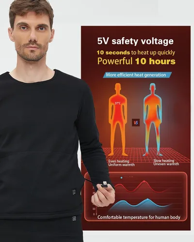 Miniatura 5 de Conjunto de ropa interior térmica eléctrica para mujer, 22 zonas de calefacción, calefacción eléctrica con USB, equipo de caza de invierno