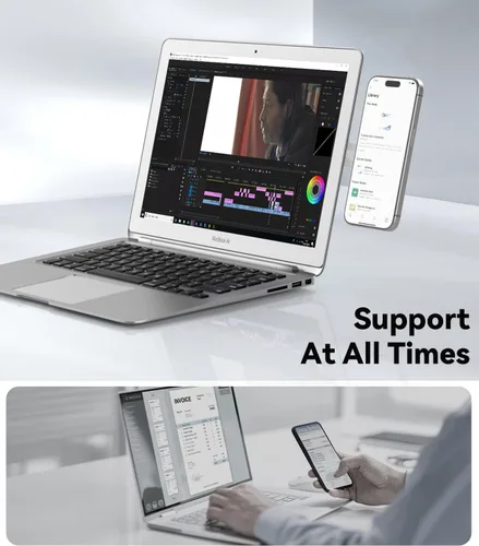 Miniatura 2 de CloudValley - Soporte ajustable para laptop, soporte magnético para teléfono, clip lateral delgado de aluminio para monitor de computadora