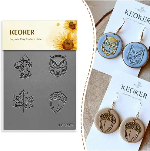 Keoker Hojas de textura de arcilla polimérica, alfombrilla de textura de arcilla para hacer aretes de joyería, herramientas de aretes de arcilla