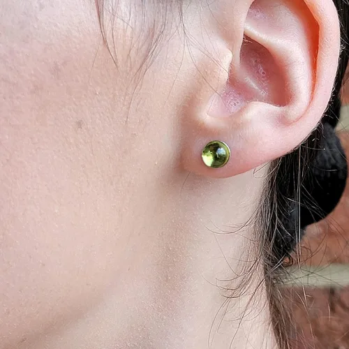 Miniatura 71 de Pendientes naturales de 0.236 in con chapado en oro blanco sobre plata de ley, bisel cabujón de piedras preciosas regalo de joyería para ella