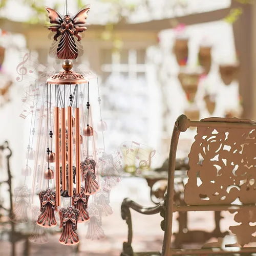 Miniatura 5 de Campanillas de viento para exteriores en liquidación, Ukulork Angel campanilla de viento de tubo de aluminio con gancho en S, decoración de patio
