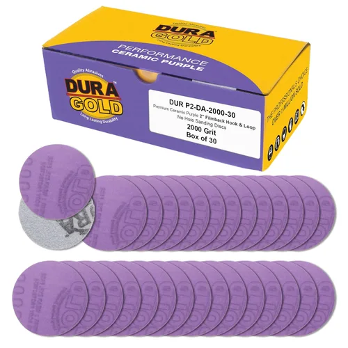Miniatura 16 de Dura-Gold Discos de lijado de cerámica de película morada de grano 180 prémium de 2 pulgadas, caja de 30 – papel de lija con soporte de gancho