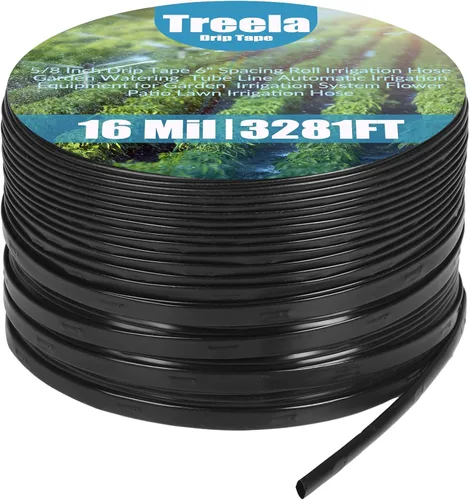 Miniatura 13 de Treela Cinta de goteo de 200 pies, 5/8 pulgadas, 6 rollos espaciadores, manguera de riego de 8 mil, línea de tubo de riego de jardín,