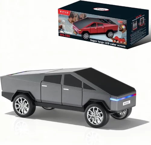 Miniatura 11 de Altavoz de reproducción Bluetooth futurista con pantalla LED, audio portátil de estilo futuro con enlace TWS, radio FM, iluminación LED y micrófono