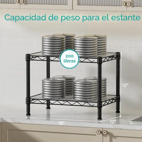 Miniatura 3 de SINGAYE 2 estantes pequeños para cocina, estante de alambre, estante de metal, organizadores ajustables, estantes de almacenamiento para despensa