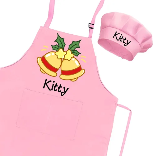 Miniatura 6 de Juego de delantal personalizado y sombrero de chef con nombre personalizado para niños y sombrero de chef ajustable para cocinar, hornear, cocina