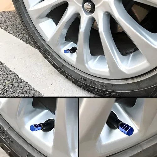 Miniatura 4 de Tapón de vástago de válvula de neumático de automóvil, 12 piezas cubiertas de válvulas de rueda, tapas de aire a prueba de fugas, accesorio de Azul