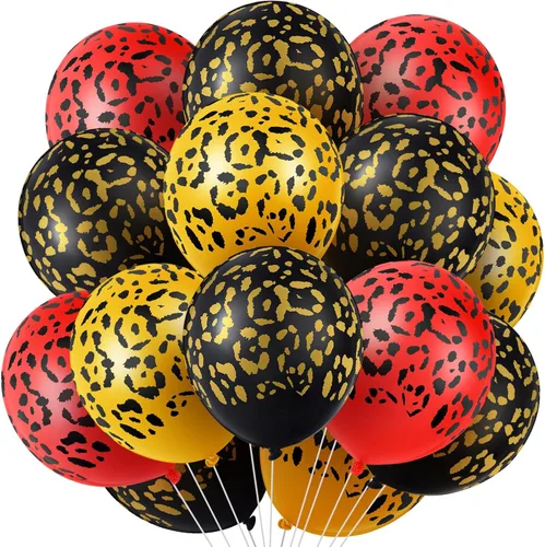 Miniatura 7 de Gejoy 36 globos dorados con estampado de guepardo de 12 pulgadas, globos con estampado de leopardo, safari, selva, animales, decoraciones de látex