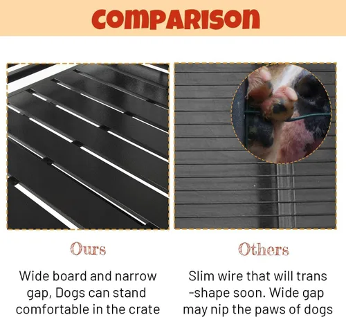 Miniatura 6 de Jaula indestructible para perros de 44 pulgadas, resistente a escapes, con techo puntiagudo para perros grandes y medianos de alta ansiedad, jaula