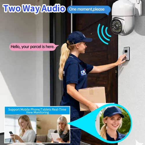Miniatura 7 de Cámara de seguridad de 3MP para exteriores, cámaras HD 2K para seguridad del hogar, compatible con WiFi de 2.4 GHz, seguimiento automático PTZ de 1