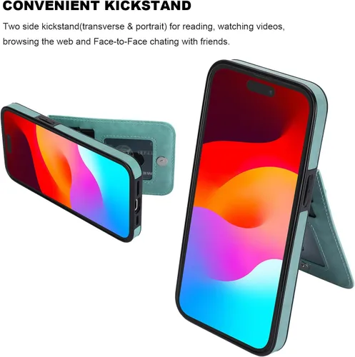 Miniatura 5 de KIHUWEY Compatible con estuche de billetera 15 con soporte para tarjeta de crédito, funda protectora de cuero premium con cierre magnético y soporte