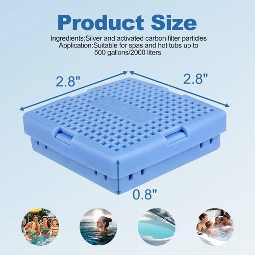 Miniatura 6 de Cartucho mineral para bañera de hidromasaje, cartucho de sistema de sal de agua dulce de iones plateados, limpia y aclara el agua del spa durante 4