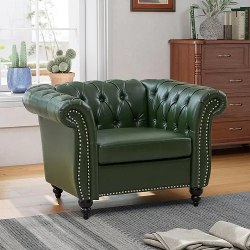 Miniatura 35 de QHITTY Sofá de Acento, Sofá Biplaza Chesterfield Moderno de Terciopelo, Sofá Tapizado con Respaldo Capitoné para Muebles de Sala de Estar (Gris)