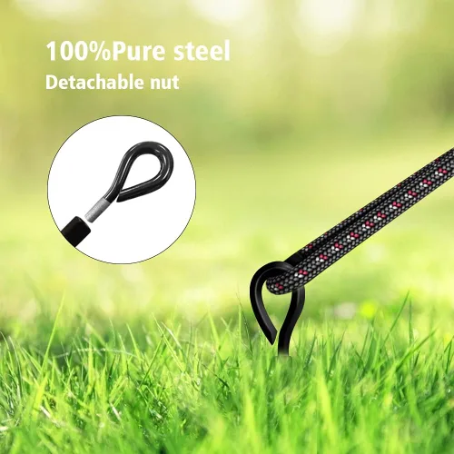 Miniatura 5 de MIXXIDEA Anclaje de tierra de doble propósito de 15 pulgadas, paquete de 8 unidades resistentes para vientos fuertes, estacas de metal para perros