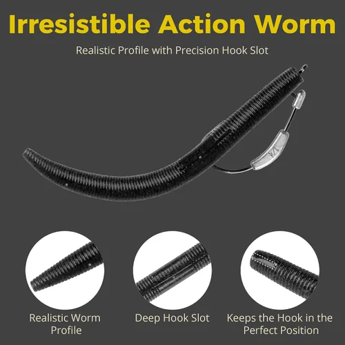 Miniatura 3 de 30/50/78/100 piezas Senko Worms Kit - Señuelos de pesca de plástico suave de 4"/5" con impregnación de sal para pesca de lubina