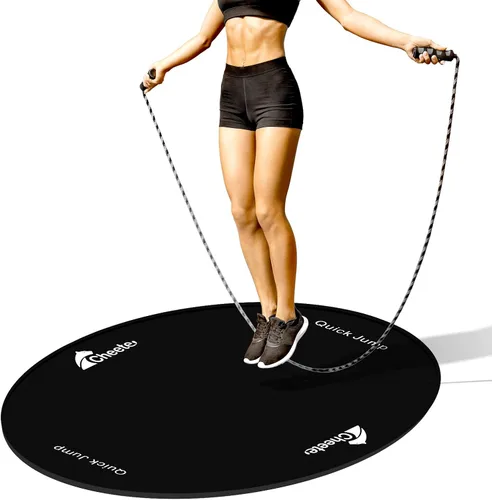 Alfombrilla de goma grande para hacer ejercicio, para el gimnasio en casa, diseño ovalado, antideslizante, para protección de suelo y cuerda