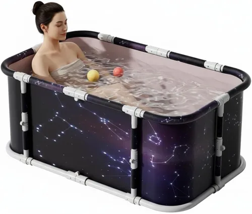 Miniatura 10 de Simcat Bañera plegable portátil para niños y niñas, para ducha, spa caliente y bañera de hielo (negro)