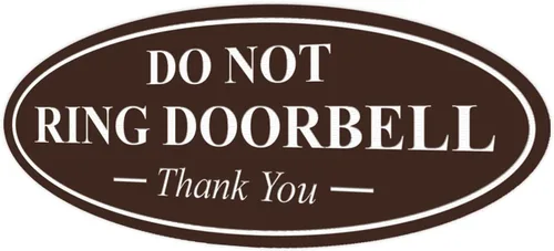 Miniatura 68 de All Quality Cartel de agradecimiento ovalado con texto en inglés «Do not Ring DOORBELL», color negro, pequeño, 1 paquete