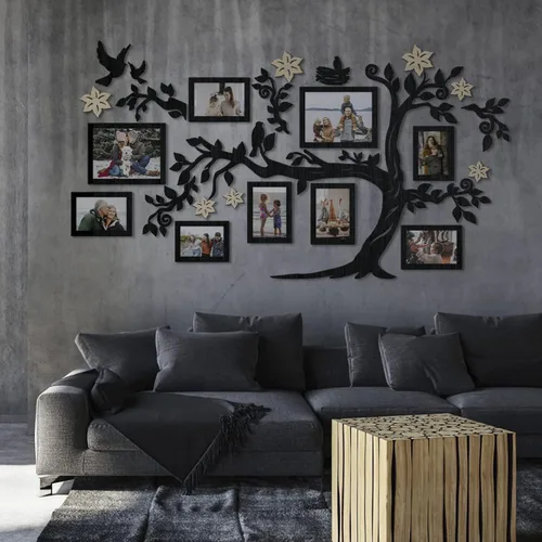Miniatura 9 de JustLikeWood 39 x 22 pulgadas Calcomanía de Pared Grande de Árbol Genealógico de Madera para Decoración del Hogar con Marco de Fotos Estándar
