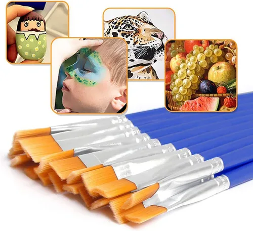 Miniatura 7 de Juego de pinceles de pintura, 100 piezas de pelo de nailon de cabeza plana, pinceles de pintura para óleo acrílico, acuarela, artistas profesionales