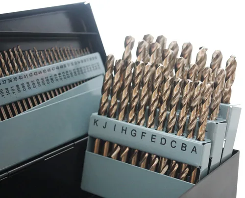 Miniatura 9 de Accusize Industrial Tools M35 H.S.S. Plus Juego de brocas métricas de cobalto al 5%, punta dividida de 135 grados, 1 a 0.394 in por 0.020 in en caja