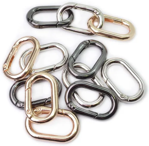 Miniatura 3 de 4pcs Mosquetón Metal Spring Llavero, Clip de Ganchos a Presión, Llavero Hebilla, Anillo Oval para Bolsos, Monederos BBC39 3 colores mezclados