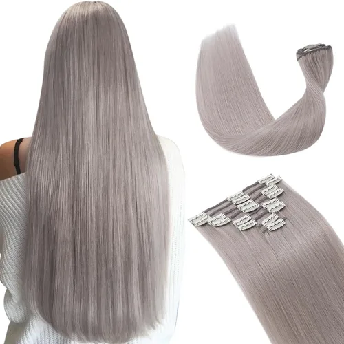Miniatura 35 de Extensiones de cabello con clip, cabello humano Remy, extensiones de cabello largo lacio de una pieza con 5 clips, con gancho para colgar
