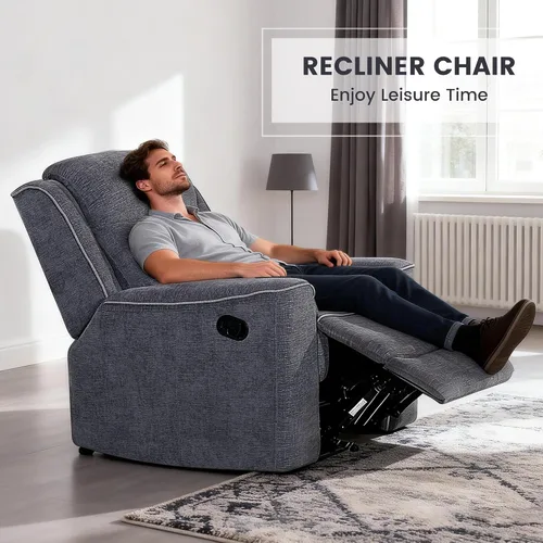 Miniatura 7 de Betsy Furniture Juego de sofá reclinable manual de microfibra suave, sofá con mesa desplegable, dos sillones reclinables, gris carbón 9111