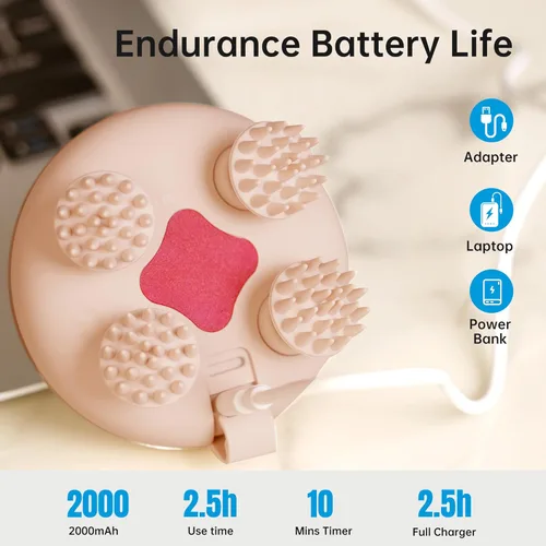Miniatura 6 de COMFIER Masajeador de cuero cabelludo inalámbrico con 3 modos de amasado, regalos, masaje de cabeza impermeable con 8 garras para limpieza profunda