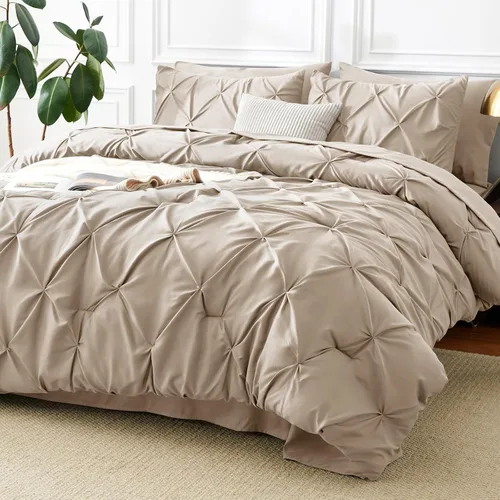 Miniatura 57 de CozyLux - Juego de ropa de cama con pliegues plisados de 7 piezas en una bolsa; edredón tamaño King para todas las estaciones, sábanas, fundas