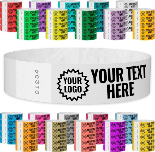 Miniatura 23 de WristCo Pulseras de Impresión Personalizada Azul Neón – 2,000 Unidades Tyvek ¾" x 10" – Añade Cualquier Texto, Logotipo e Imagen y Recibe Pulseras