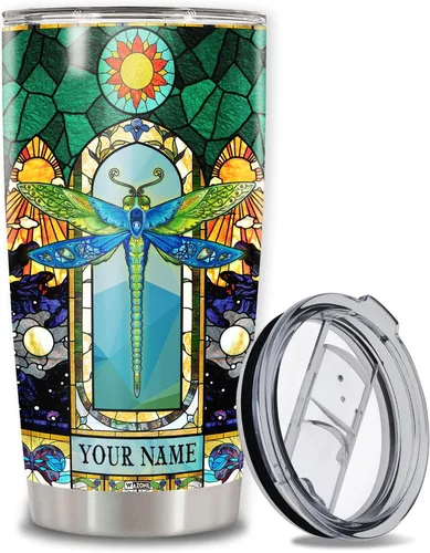 Miniatura 11 de WAZONE Vaso de dragón personalizado con tapa, diseño de nombre personalizado, 20 onzas, 30 onzas, doble pared al vacío, taza aislada de acero