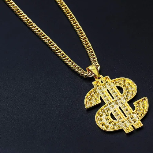 Miniatura 6 de Gold Chain with Dollar Sign Big Money Necklaces for Men Women,Stainless Steel Iced Out Rhinestone Jewelry,Fashion Pendants with 28 Inches Chain