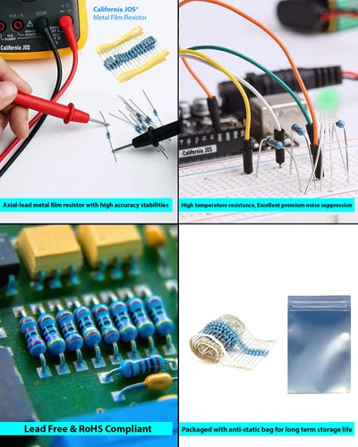 Miniatura 3 de California JOS - 100 resistencias de 0.24 ohm 1/2 W (0.5 vatios) ±1% tolerancia de película metálica, resistencia fija múltiple de valores